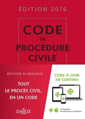 Couverture du produit · Code de procédure civile 2016-107e éd.