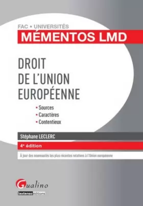 Couverture du produit · Droit de l'Union européenne, 4ème Ed.