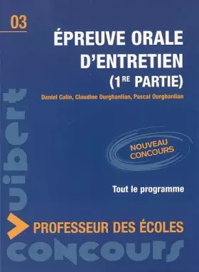 Couverture du produit · Epreuve orale d'entretien (1re partie) : Concours professeur des écoles