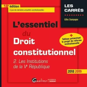 Couverture du produit · L'essentiel du droit constitutionnel: Tome 2, Les institutions de la Ve République