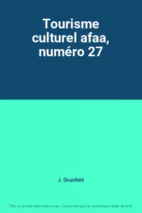 Couverture du produit · Tourisme culturel afaa, numéro 27