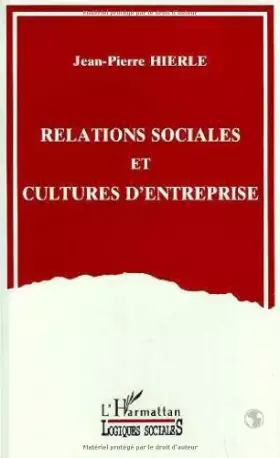 Couverture du produit · Relations sociales et cultures d'entreprise