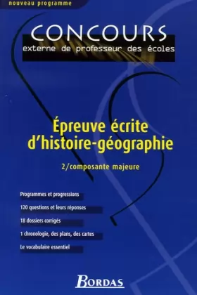 Couverture du produit · Epreuve écrite d'histoire-géographie: Tome 2, Composante majeure