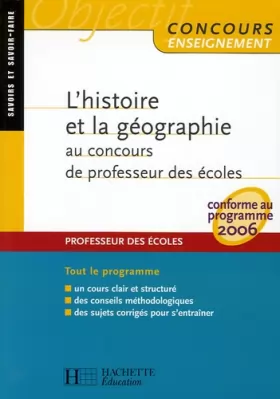 Couverture du produit · L'histoire et la géographie au concours de Professeur des écoles