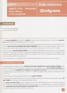 Couverture du produit · Droit civil : Personnes