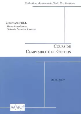 Couverture du produit · Cours de comptabilité de gestion : 2006-2007