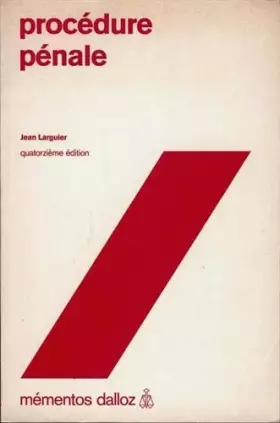 Couverture du produit · Procédure pénale