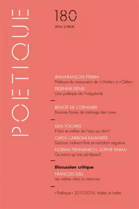 Couverture du produit · Poétique, n° 180