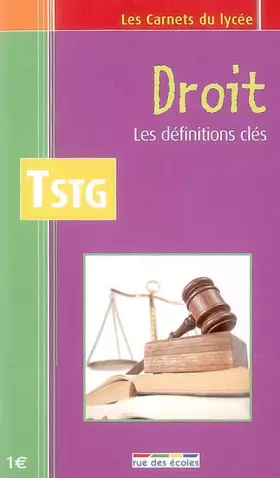 Couverture du produit · Droit les definitions cles Tstg