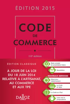 Couverture du produit · Code de commerce 2015 - 110e éd.