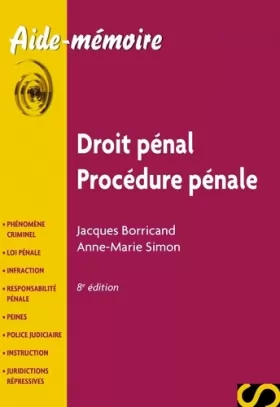 Couverture du produit · Droit pénal, procédure pénale - 8e éd.: Aide-mémoire Sirey