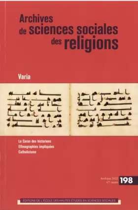 Couverture du produit · Archives des sciences sociales des religions, n°198: Tribes & scribes