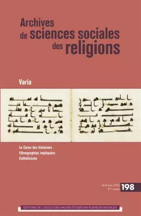 Couverture du produit · Archives des sciences sociales des religions, n°198: Tribes & scribes