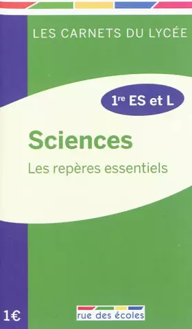 Couverture du produit · Carnet sciences première ES et L : Les repères essentiels