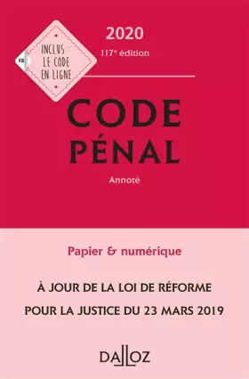 Couverture du produit · Code pénal 2020, annoté - 117e ed.