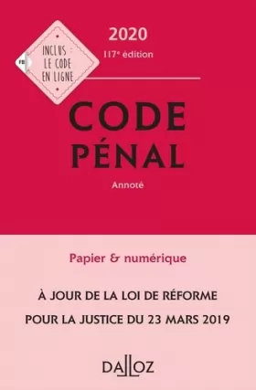 Couverture du produit · Code pénal 2020, annoté - 117e ed.