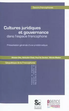 Couverture du produit · Cultures juridiques et gouvernance dans l'espace francophone