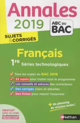 Couverture du produit · Annales ABC du BAC 2019 - Francais 1re STMG