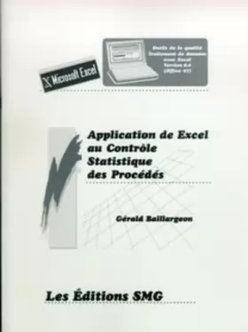 Couverture du produit · Application de Excel au contrôle statistique des procédés