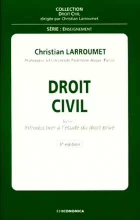 Couverture du produit · Droit civil tome I Introduction à l'étude du droit privé