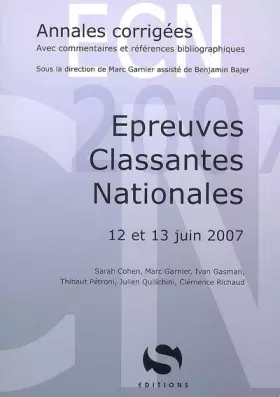Couverture du produit · Epreuves Classantes Nationales : 12 et 13 Juin 2007
