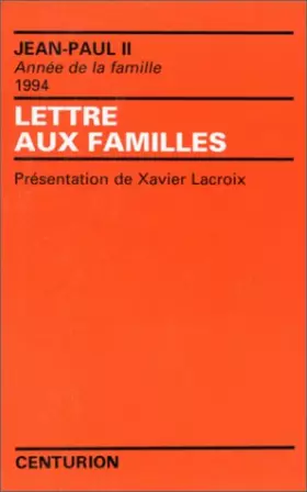 Couverture du produit · Lettre aux familles