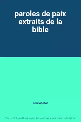 Couverture du produit · paroles de paix extraits de la bible