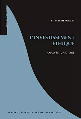 Couverture du produit · L'investissement éthique : Analyse juridique