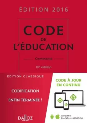 Couverture du produit · Code de l'éducation 2016, commenté - 10e éd.