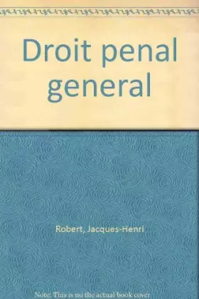 Couverture du produit · Droit pénal général, 4e éditin mise à jour