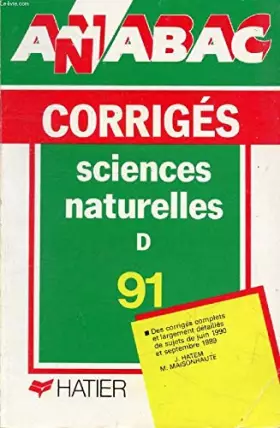 Couverture du produit · Annabac 1991, BAC Sciences Naturelles D, corrigés, numéro 18
