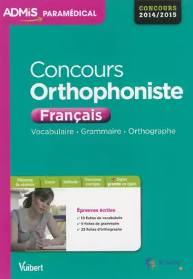 Couverture du produit · Concours Orthophoniste - Français - Vocabulaire, Grammaire, Orthographe - Entraînement