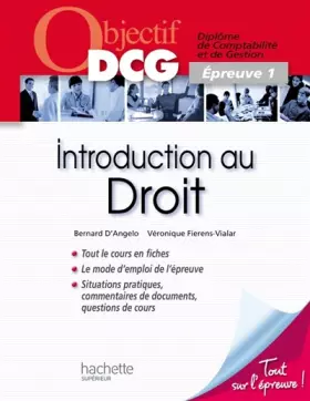 Couverture du produit · Objectif Dcg Introduction au Droit