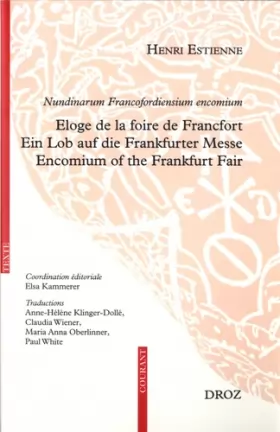Couverture du produit · Nundinarum Francofordiensium encomium : Eloge de la foire de Francfort