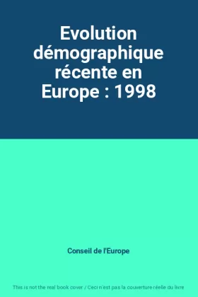 Couverture du produit · Evolution démographique récente en Europe : 1998