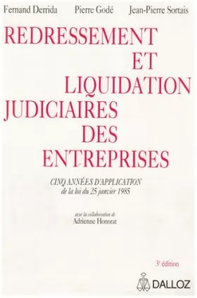 Couverture du produit · Redressement et liquidation judiciaires des entreprises, 3e édition