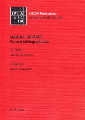 Couverture du produit · Manuel Unimarc : Format bibliographique