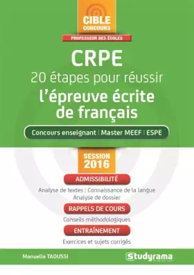 Couverture du produit · Crpe 20 étapes pour réussir l'épreuve écrite de français
