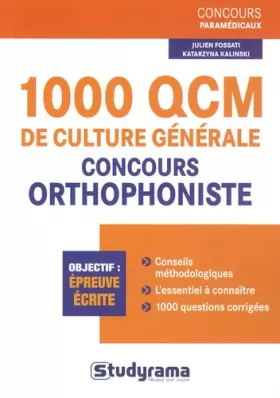 Couverture du produit · 1000 QCM de culture générale - Concours orthophoniste