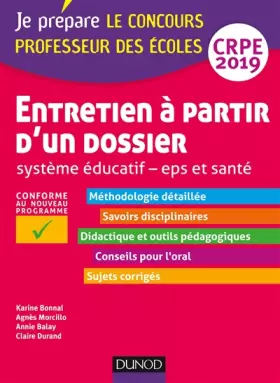 Couverture du produit · Entretien à partir d'un dossier - Système éducatif - EPS et Santé - CRPE 2019