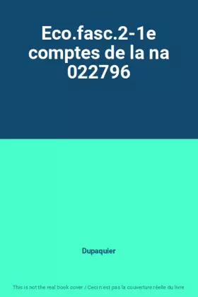 Couverture du produit · Eco.fasc.2-1e comptes de la na 022796