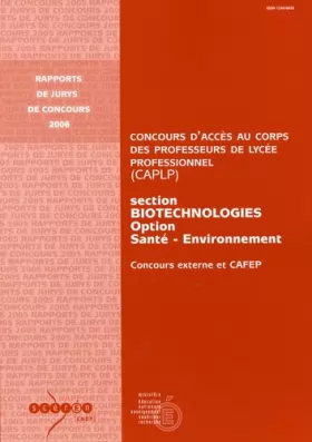 Couverture du produit · CAPLP section biotechnologies option santé-environnement: Concours externe et CAFEP