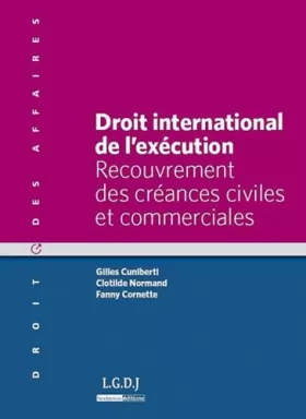 Couverture du produit · droit international de l'exécution: RECOUVREMENT DES CRÉANCES CIVILES ET COMMERCIALES