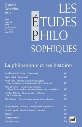 Couverture du produit · Etudes philosophiques, numéro 4, 1999