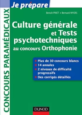 Couverture du produit · Culture générale et Tests psychotechniques au concours Orthophonie: 30 sujets corrigés