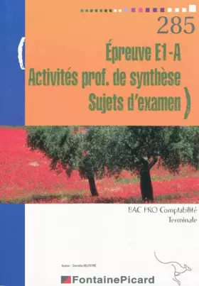Couverture du produit · Epreuve E1-A Activités prof de synthèse Sujets d'examen: BAC PRO Comptabilité Terminale