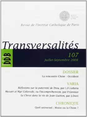 Couverture du produit · Transversalités n°107