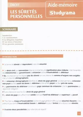 Couverture du produit · Droit des suretes personnelles