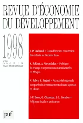 Couverture du produit · Revue d'économie du développement, 1998, numéro 2