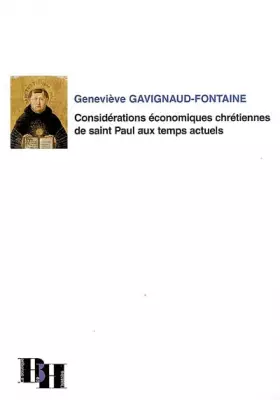 Couverture du produit · Considérations économiques chrétiennes de saint Paul aux temps actuels